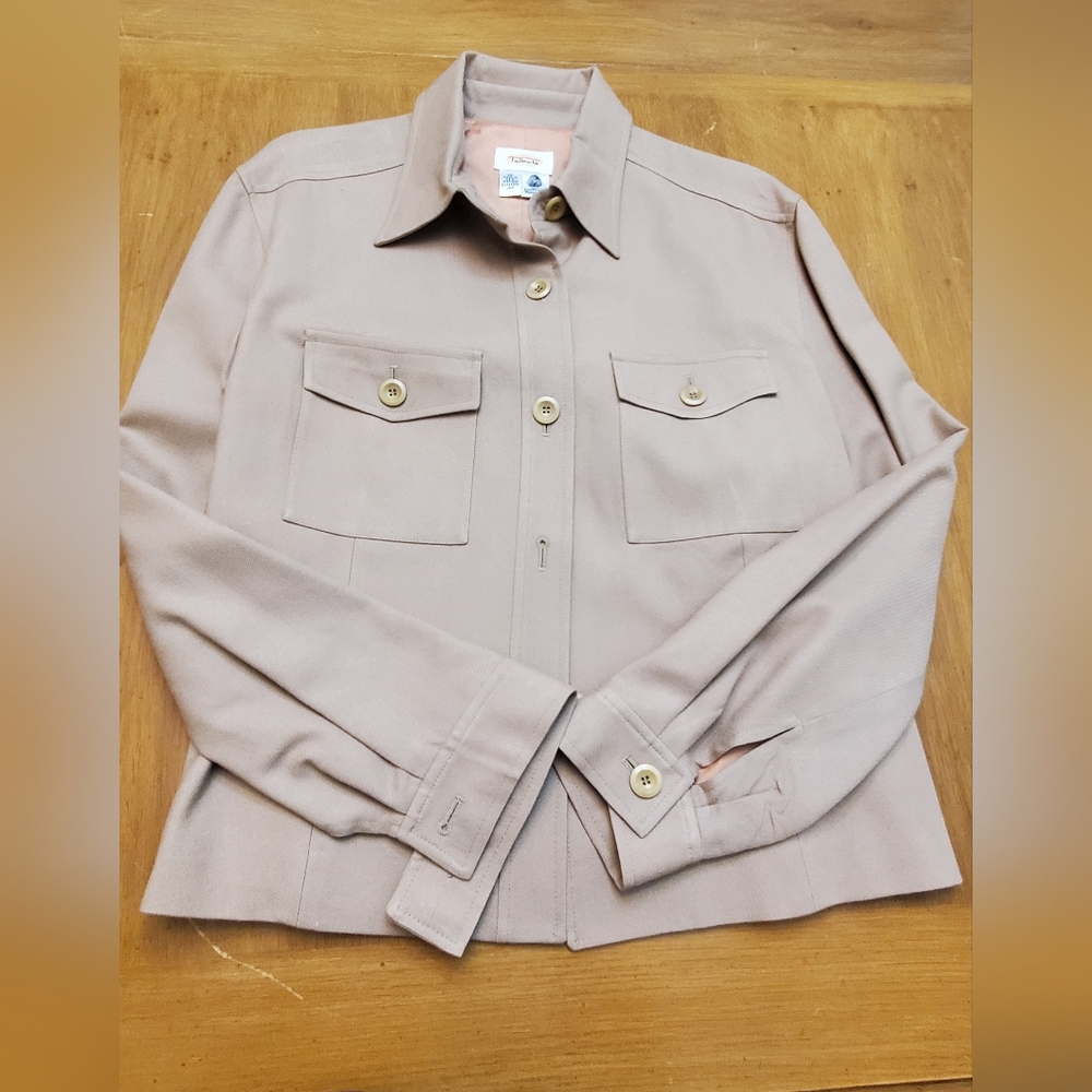 Womens 100% wool jacket in a size 16. Tan color. - Picture 3 of 5